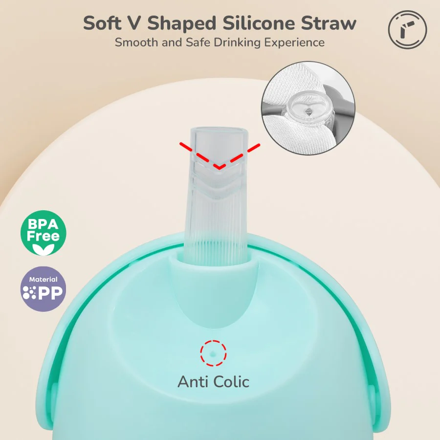 Trunky Baby Straw Sipper Bottle 320ml With Safe BPA free PP Material - Lake Blue - Image 2