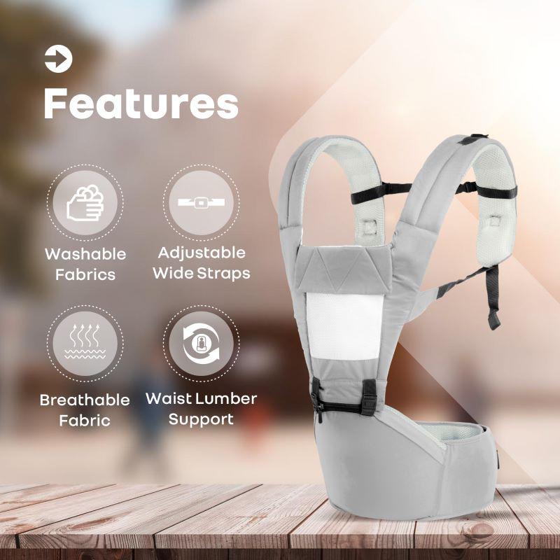 Upsy Daisy Baby Carrier With 4 In 1 Carry Position, 100% Cotton Fabric - Grey Cream - Image 4