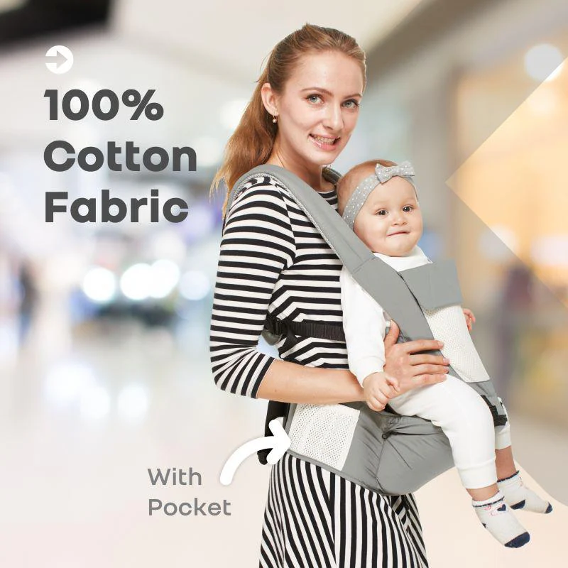Upsy Daisy Baby Carrier With 4 In 1 Carry Position, 100% Cotton Fabric - Grey Cream - Image 7