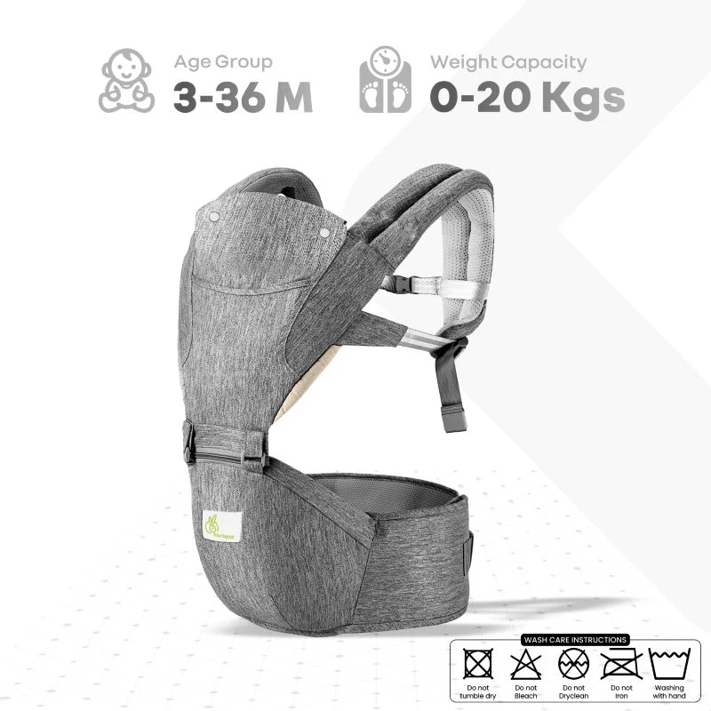 Upsy Daisy Cool Baby Carrier - Multi-Positional Versatility, Detachable cap, Breathable Fabric - Grey - Image 4