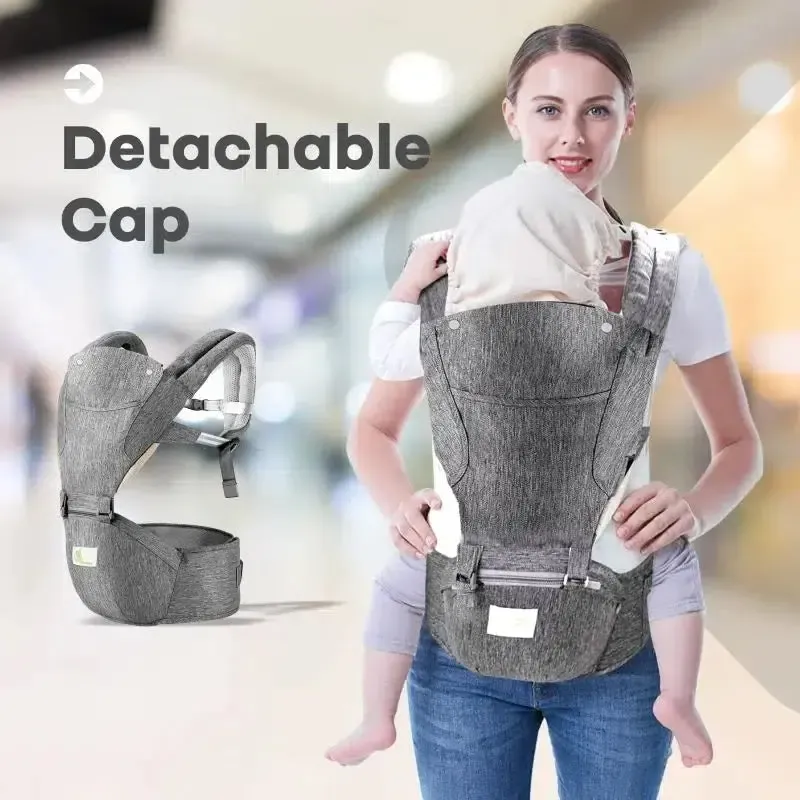 Upsy Daisy Cool Baby Carrier - Multi-Positional Versatility, Detachable cap, Breathable Fabric - Grey - Image 7