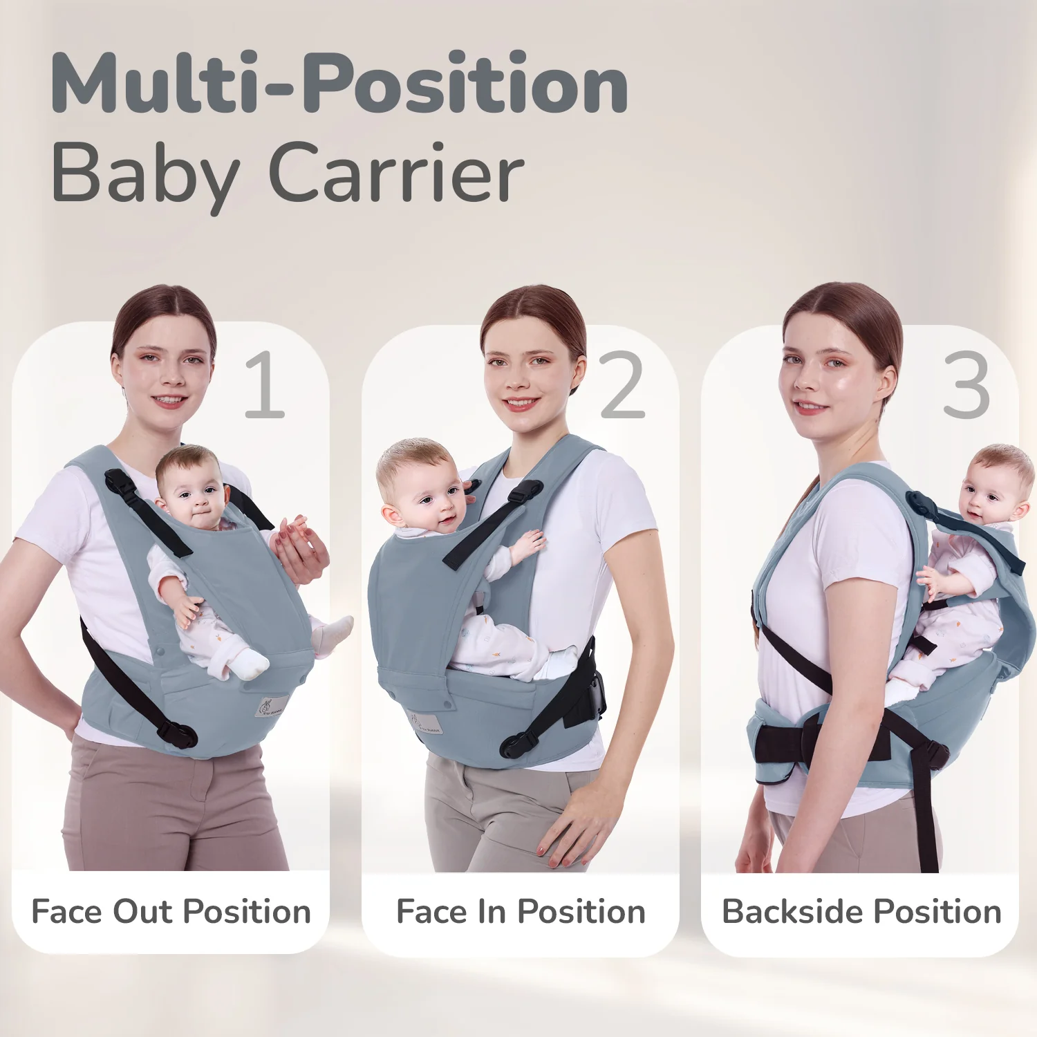 Upsy Daisy Cozy Ergonomic 5-in-1 Hip Sit Baby Carrier for All-Day Comfort - Grey - Image 9