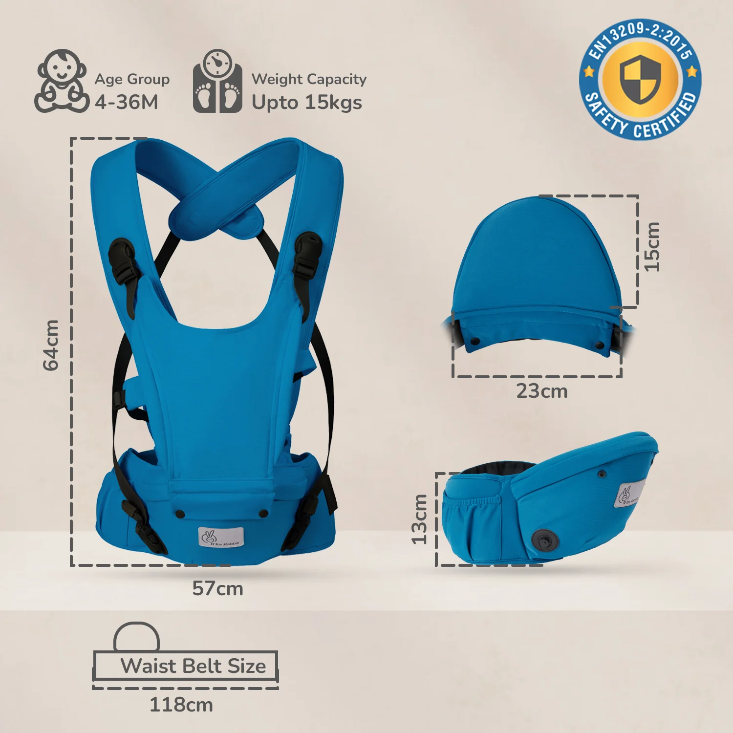 Upsy Daisy Cozy Ergonomic 5-in-1 Hip Sit Baby Carrier for All-Day Comfort - Denim Blue - Image 8