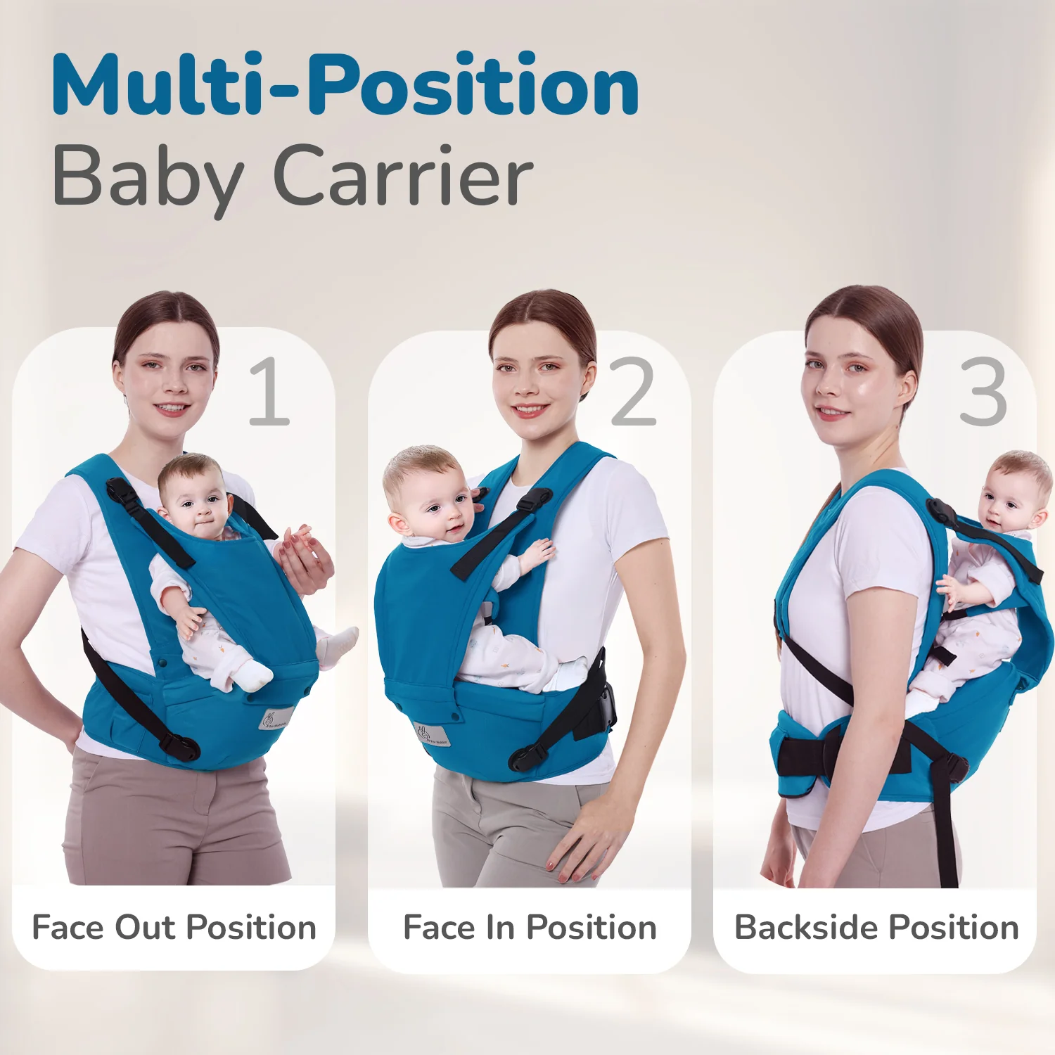Upsy Daisy Cozy Ergonomic 5-in-1 Hip Sit Baby Carrier for All-Day Comfort - Denim Blue - Image 9