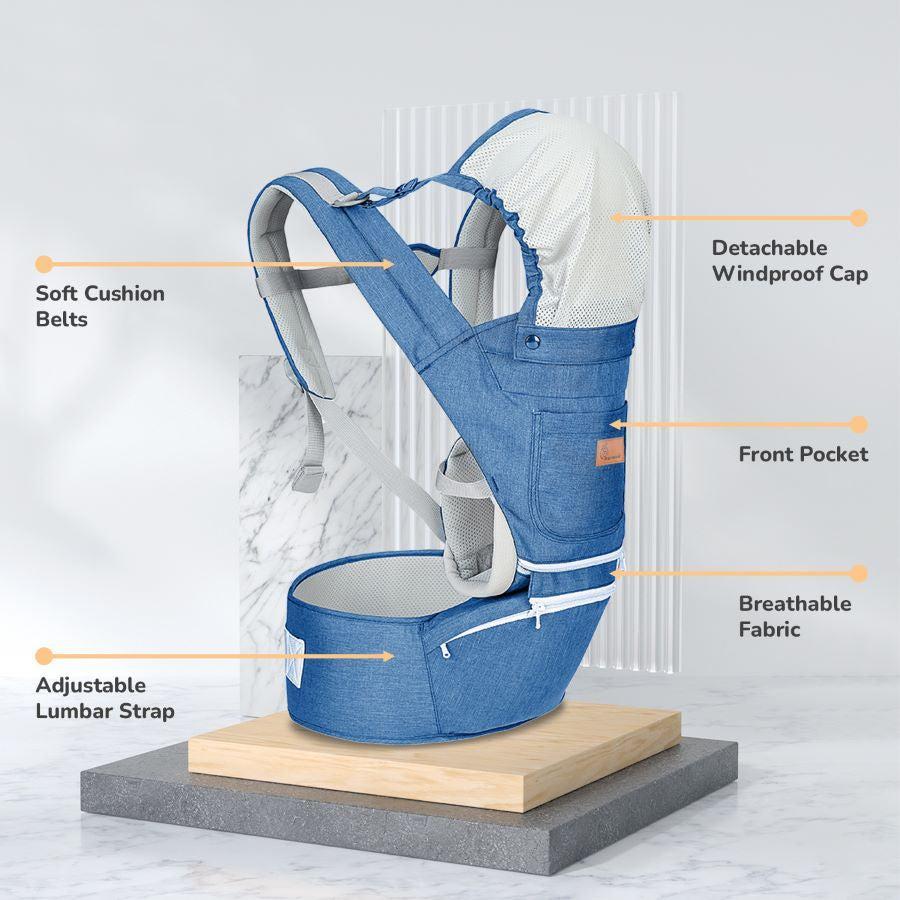 Upsy Daisy Ergo 8-in-1 Hip Seat Baby Carrier - Denim Blue - Image 6