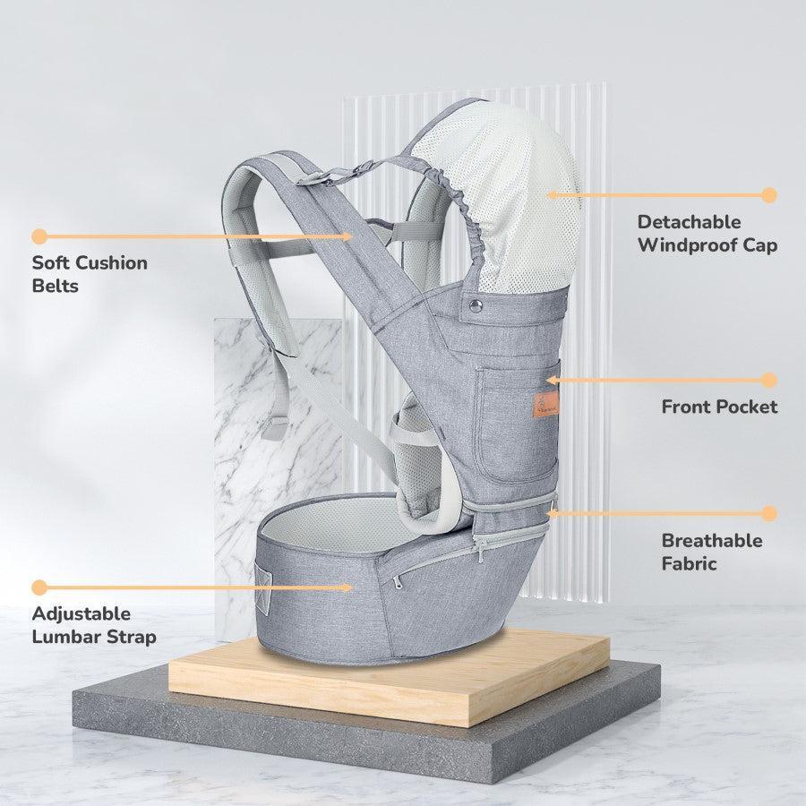 Upsy Daisy Ergo 8-in-1 Hip Seat Baby Carrier - Light Grey - Image 5