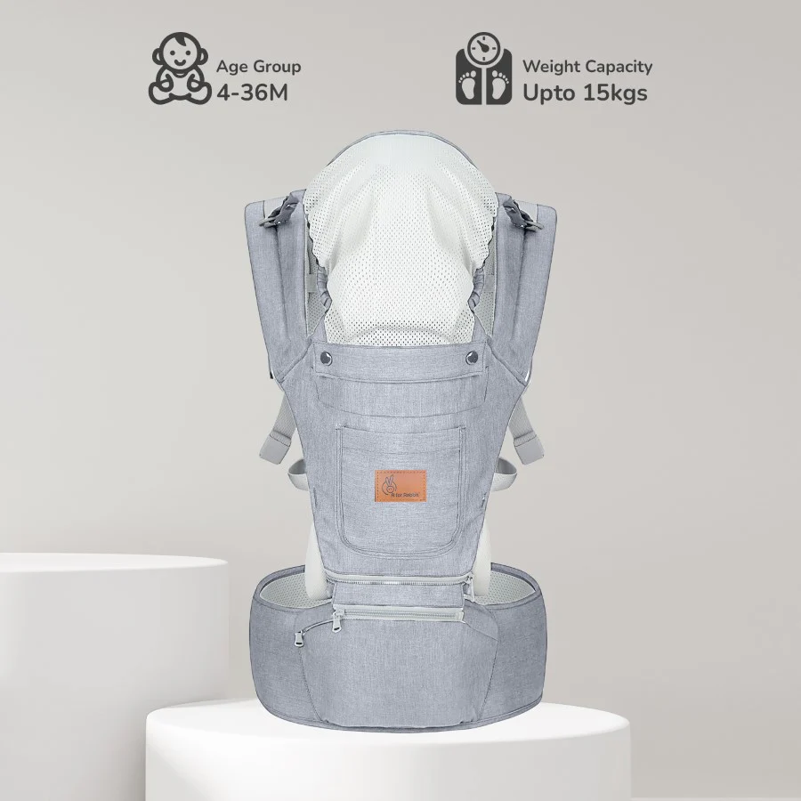 Upsy Daisy Ergo 8-in-1 Hip Seat Baby Carrier - Light Grey - Image 7