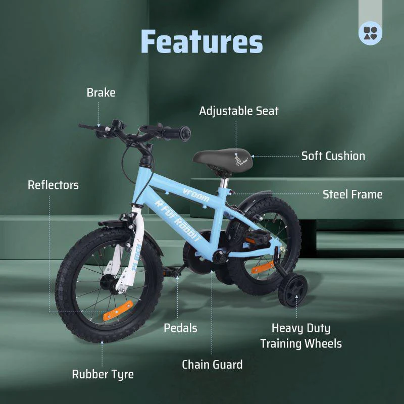 Vroom Bicycle For Kids 14 Inch With 90% Plug and Play For Ease of Installation - Lake Blue - Image 5