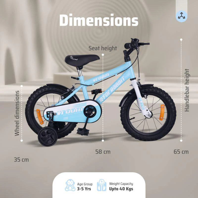 Vroom Bicycle For Kids 14 Inch With 90% Plug and Play For Ease of Installation - Lake Blue - Image 6