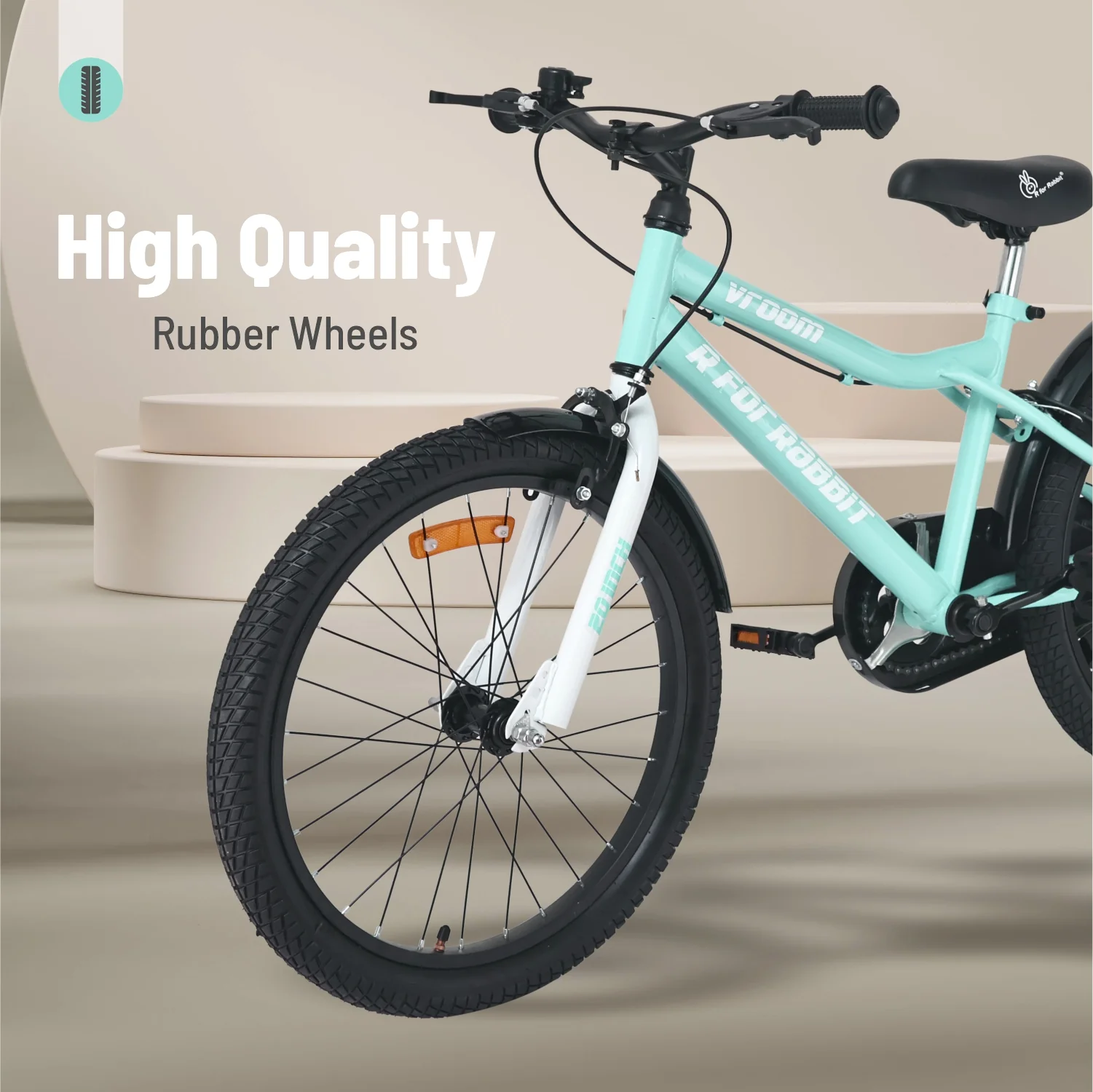 Vroom Bicycle For Kids 20 Inch With 90% Plug And Play For Ease Of Installation, Wide Training Wheels, Adjustable Seat, 7-10yrs, Upto 50kgs - Sea Green - Image 6